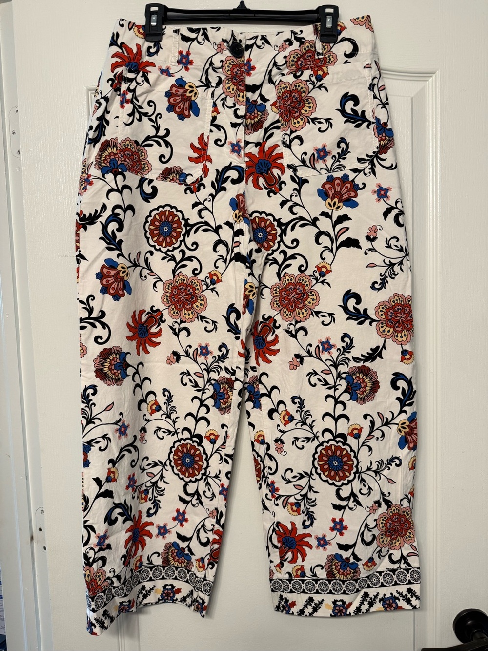 Nicole Miller New York Floral Wide Leg Crop Pants Size 12 Boho Cottagecore